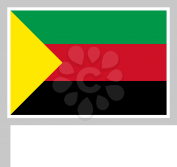 Azawad flag on flagpole, rectangular shape icon on white background, vector illustration.