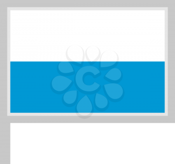 Bavaria, flag on flagpole, rectangular shape icon on white background, vector illustration.