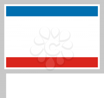 Crimea flag on flagpole, rectangular shape icon on white background, vector illustration.