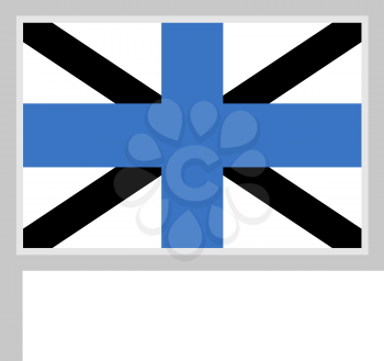 Estonia Naval Jack flag on flagpole, rectangular shape icon on white background, vector illustration.