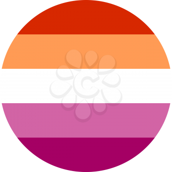 New Lesbian pride flag created in 2018, round shape icon on white background