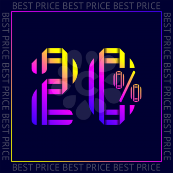 Discount 20 percent OFF Sale, abstract trendy template best price vector sign, web sticker