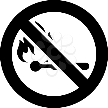 No open flame forbidden sign, modern round sticker