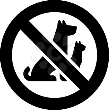 No pets forbidden sign, modern round sticker