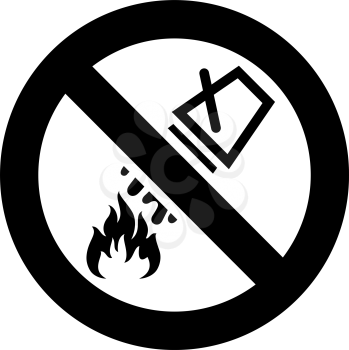 Do Not Extinguish With Water forbidden sign, modern round sticker