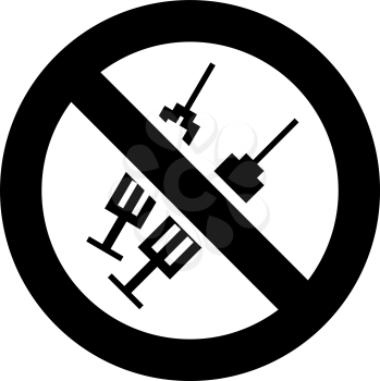 No syringes or No drugs forbidden sign, modern round sticker