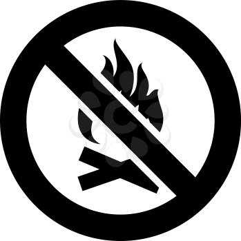 No open fire flame forbidden sign, modern round sticker