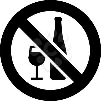 No drinking alcohol, forbidden sign, modern round sticker