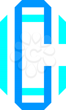 New font folded from two blue paper tapes. Trendy alphabet, vector letter C