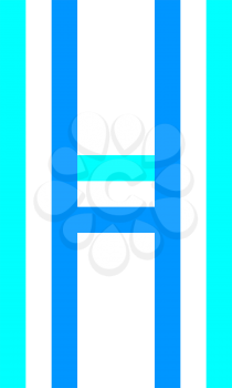 New font folded from two blue paper tapes. Trendy alphabet, vector letter H