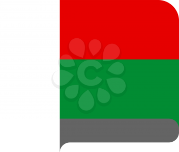 Flag of Madagascar horizontal shape, pointer for world map