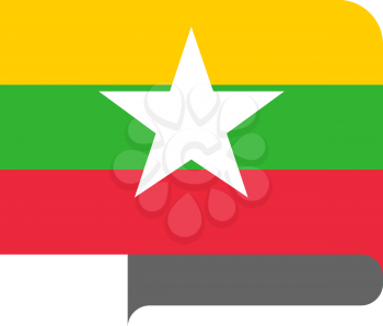 Flag of Republic of the Union of Myanmar horizontal shape, pointer for world map