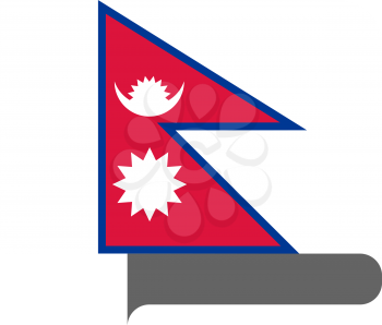 Flag of Nepal horizontal shape, pointer for world map