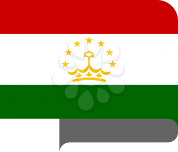 Flag of Tajikistan horizontal shape, pointer for world map