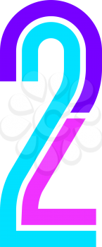 Trendy Font. New Alphabet, colorful number two