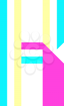letters folded from colored paper parts , letter K, vector illustration