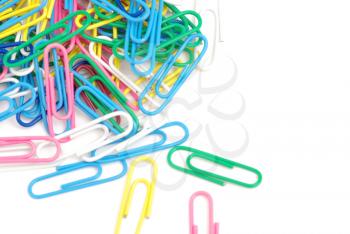 A colorful paper clip against a white background
