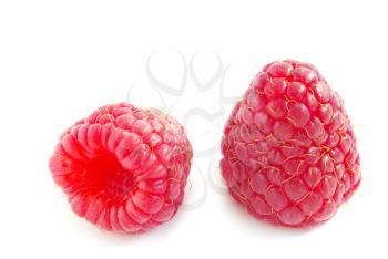 fresh raspberry fruits  isolated on white background