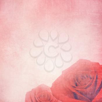 Romantic retro grunge background with roses