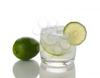 Lime drink isolated on white background with reflection. 