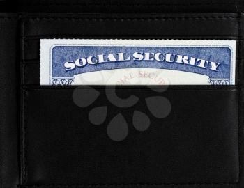 United States Social Security card inside of leather wallet