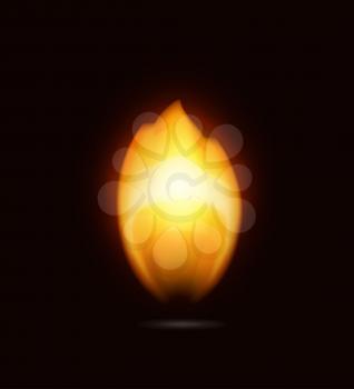 Flame on black, vector icon