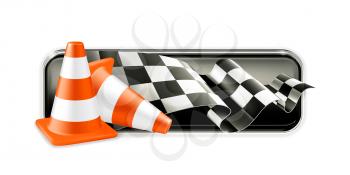 Racing banner with traffic cones