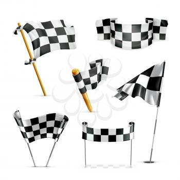 Checkered flags, vector set