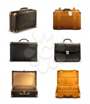 Old suitcase vector set