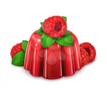 Raspberries and mint jelly, vector