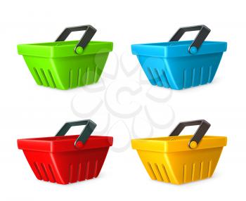 Shopping basket vector icon set
