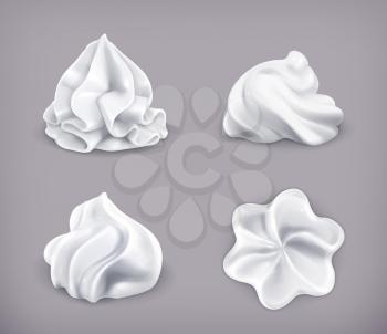 Whipped cream, vector icon set