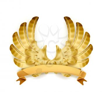 Wings, golden emblem
