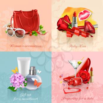 Beauty and cosmetics set of concepts vector backgrounds