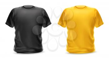 Black and yellow t-shirt, vector isolated object