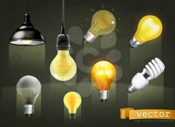 Light bulbs, set of vector icons