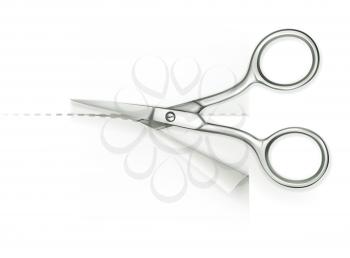 Scissors and paper, cut, vector illustration