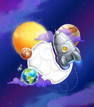 Space background with white frame vector illustration