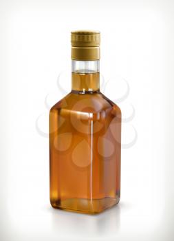 Whiskey, alcohol drink in bottle vector icon