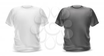 White and gray t-shirt, vector isolated object