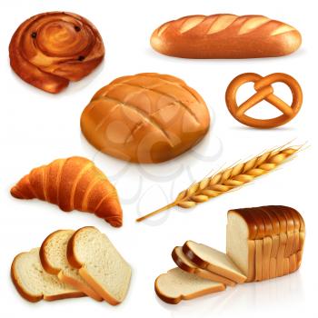 Bread, vector icons set