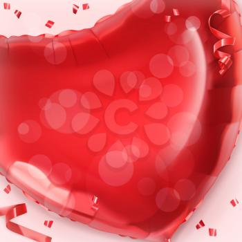 Happy Valentin Day. Red heart toy balloon vector background