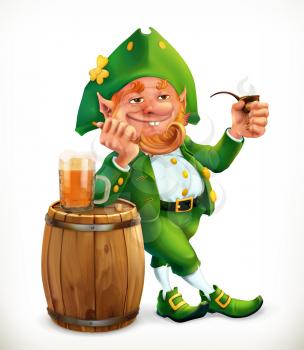 Leprechaun and beer. Feast of Saint Patrick 3d vector icon