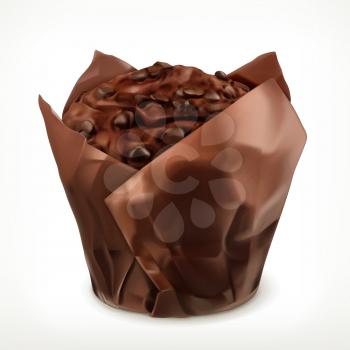 Chocolate muffin, vector icon