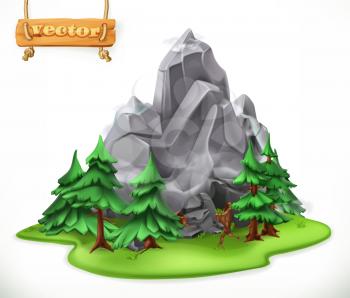 Forest and mountain. Camping 3d vector icon