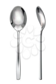 Metal spoons. 3d realism, vector icon