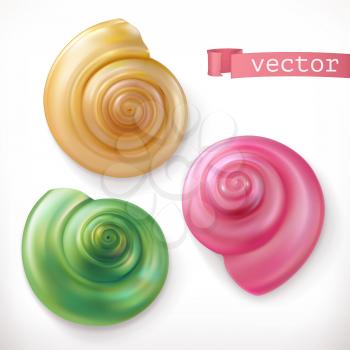Shells, snails. 3d vector icon set
