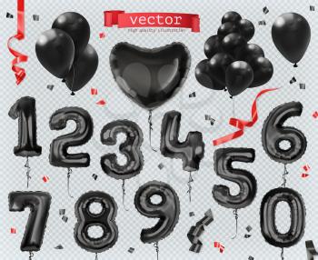 Toy balloons. Black Friday, shopping. 3d set of vector icons