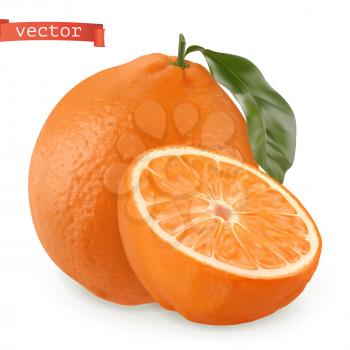 Orange. Fresh fruit. 3d realistic vector icon