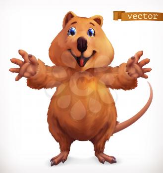 Quokka cartoon character. Funny animal, 3d vector icon